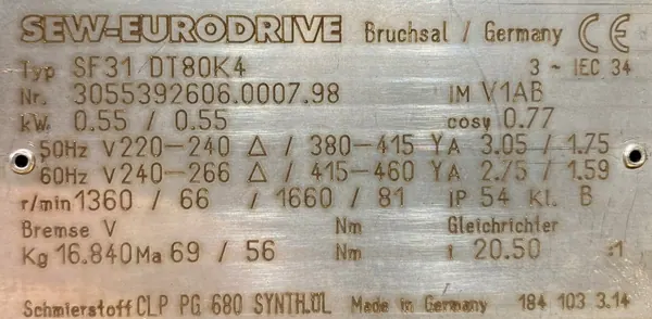Motoreduktor / przekładnia 0,55kW 66obr. 3fazowy SEW - zdjęcie 2