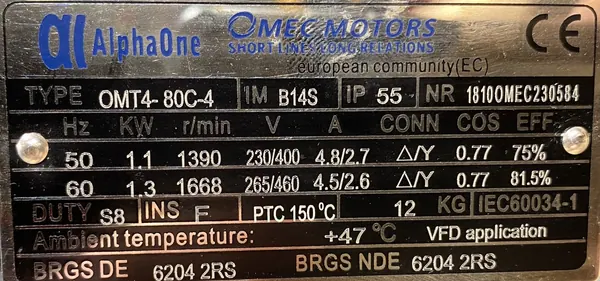 Motoreduktor / przekładnia 1,1kW 14obr. 3fazowy (80B14) - zdjęcie 2