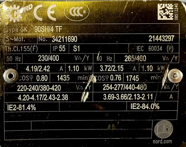 Motoreduktor / przekładnia 1,1kW 128obr. 3fazowy NORD - zdjęcie 2