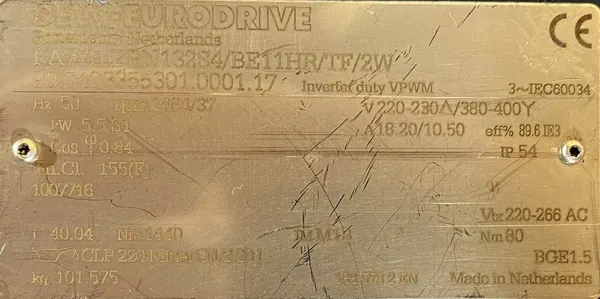 Motoreduktor / przekładnia 5,5kW 37obr. HAMULEC SEW - zdjęcie 2