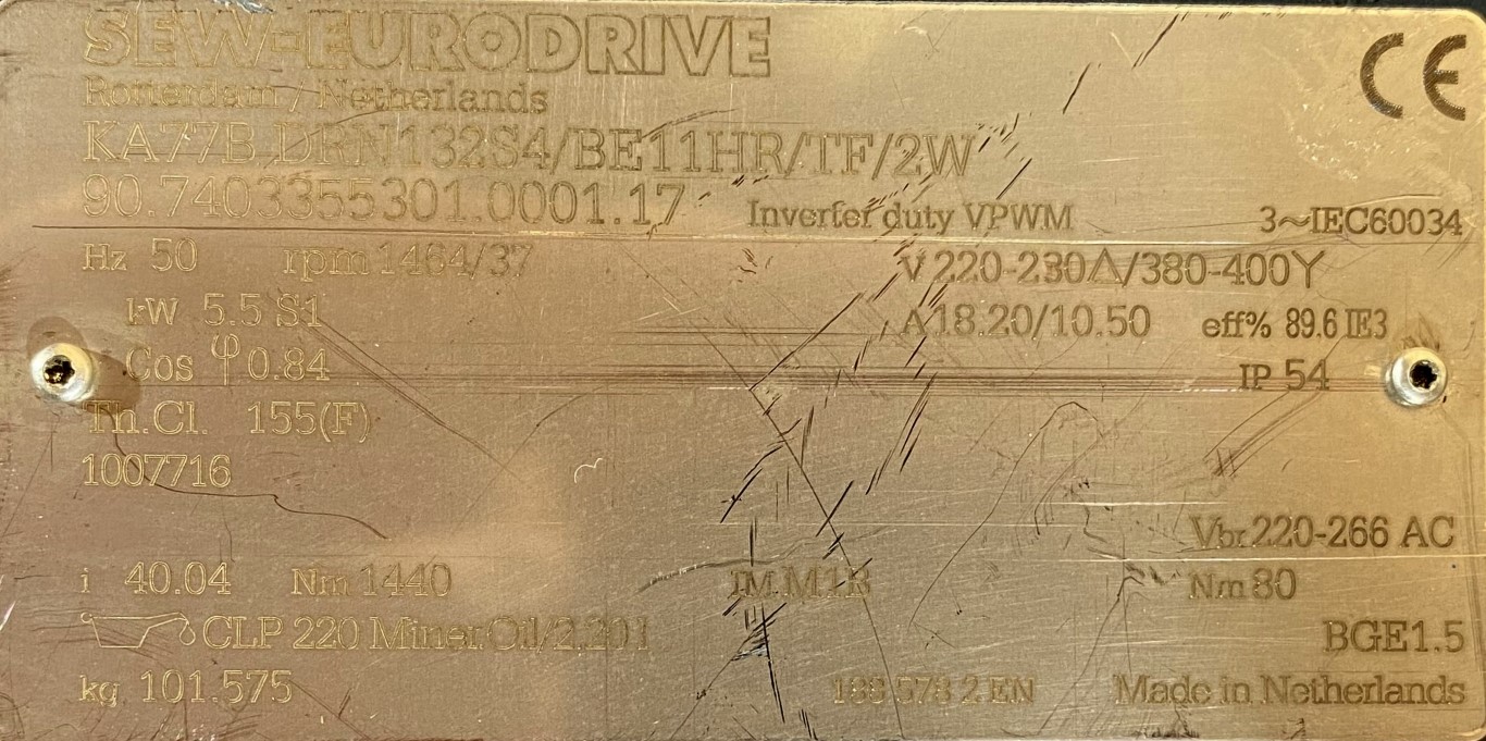 motoreduktor / przekładnia 5,5kW 37obr. HAMULEC SEW - zdjęcie 2