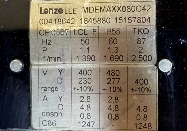 Motoreduktor / przekładnia 1,1kW 96,8obr. 3fazowy Lenze - zdjęcie 2