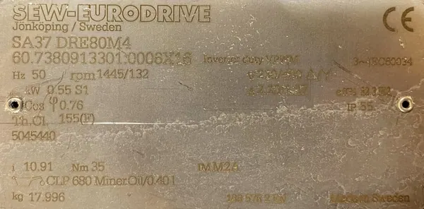Motoreduktor / przekładnia 0,55kW 132obr. 3fazowy SEW - zdjęcie 2