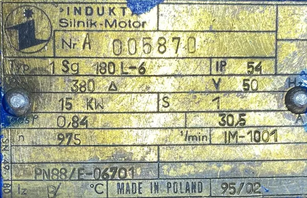 Silnik elektryczny 15kW 975obr. 3fazowy INDUKTA - zdjęcie 2