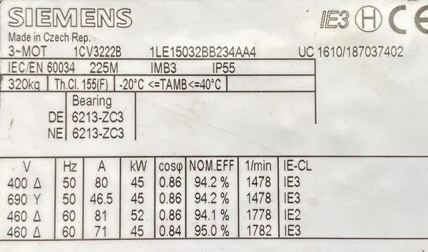 Silnik elektryczny 45kW 1478obr. 3fazowy SIEMENS IE3 - zdjęcie 2