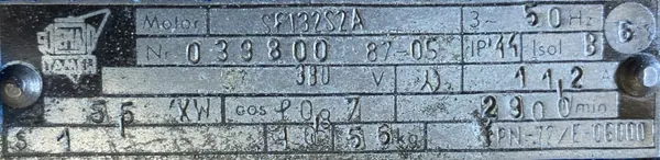 Silnik elektryczny 5,5kW 2900obr. 3fazowy Tamel - zdjęcie 2