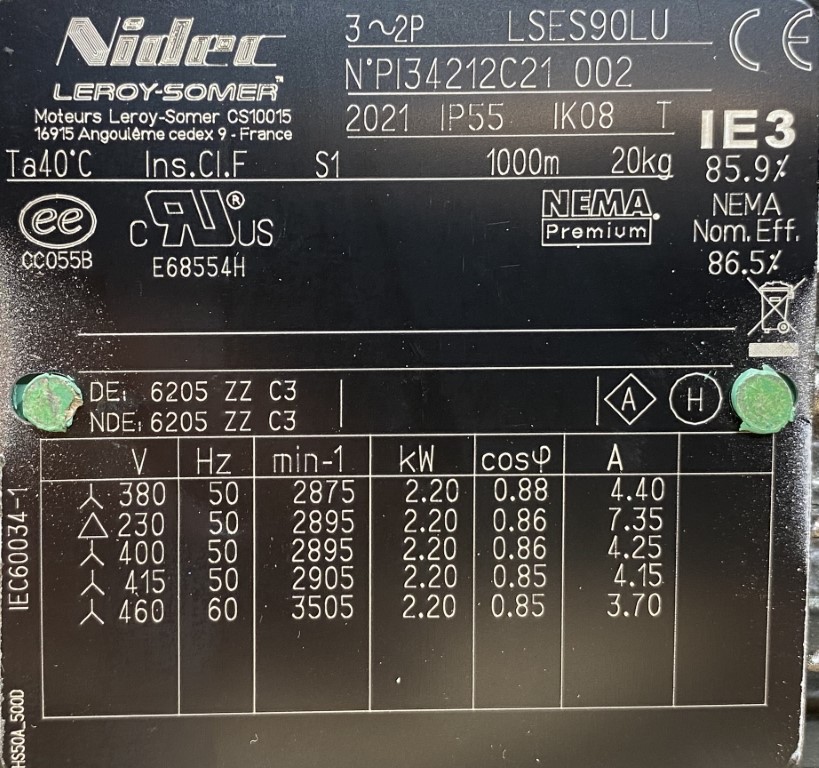 silnik elektryczny 2,2kW 2895obr. 3fazowy IE3 U - zdjęcie 2
