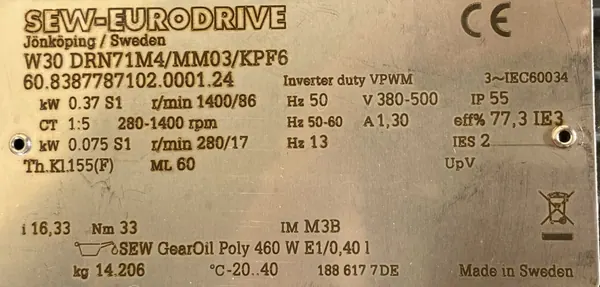 Motoreduktor / przekładnia 0,075-0,37kW 17-86obr. 3fazowy SEW - zdjęcie 2