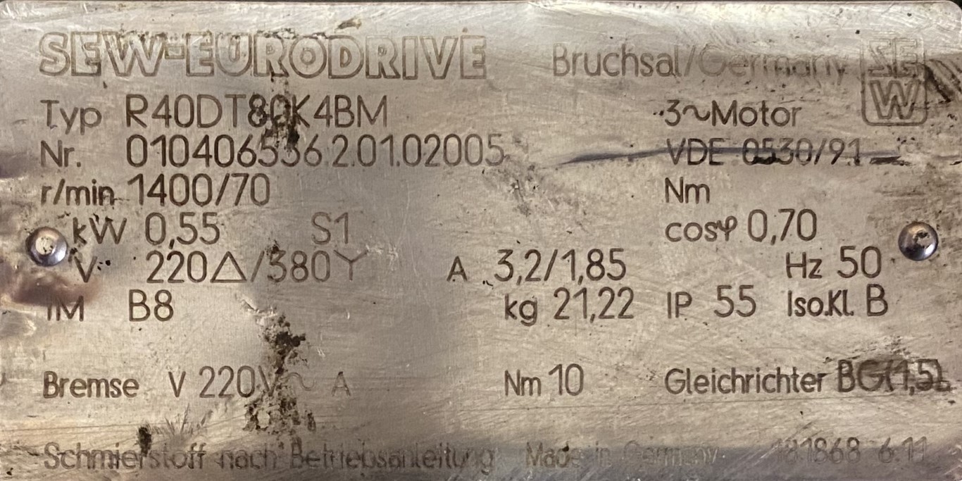 motoreduktor / przekładnia 0,55kW 70obr. 3fazowy HAMULEC SEW (pr) - zdjęcie 2