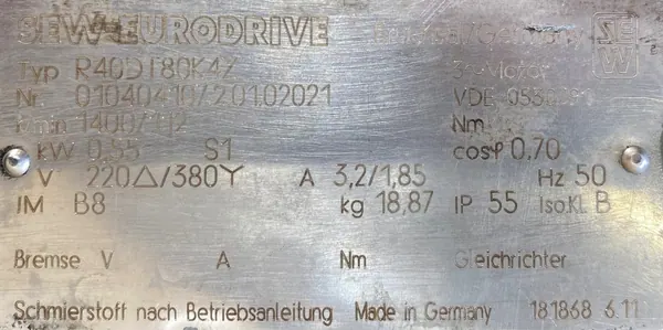Motoreduktor / przekładnia 0,55kW 112obr. 3fazowy SEW - zdjęcie 2