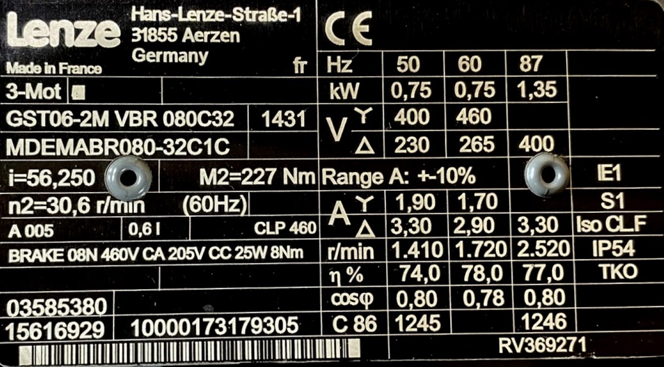 motoreduktor / przekładnia 0,75kW 25obr. 3fazowy HAMULEC Lenze - zdjęcie 2