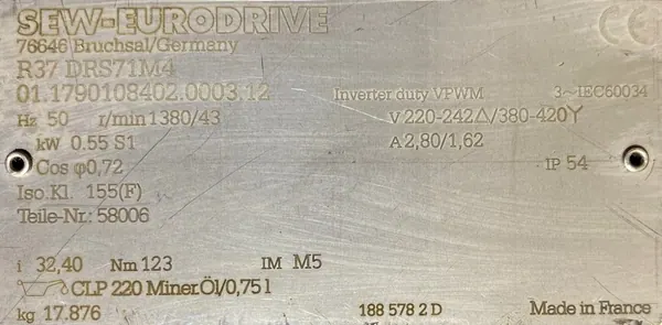 Motoreduktor / przekładnia 0,55kW 43obr. 3fazowy SEW - zdjęcie 2