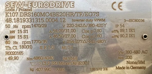 Motoreduktor / przekładnia 15kW 29obr. HAMULEC SEW - zdjęcie 2
