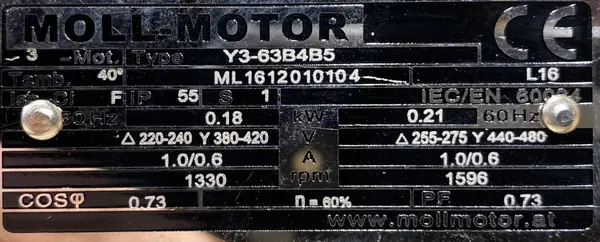 Silnik elektryczny 0,18kW 1330obr. 3fazowy - zdjęcie 2