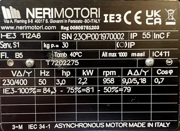 Silnik elektryczny 2,2kW 958obr. 3fazowy IE3 (cz) - zdjęcie 2