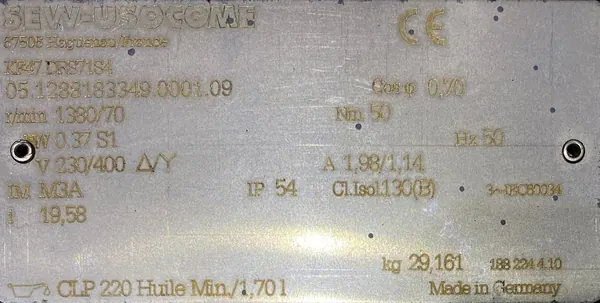 Motoreduktor / przekładnia 0,37kW 70obr. 3fazowy SEW - zdjęcie 2