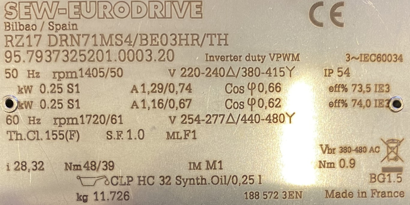 motoreduktor / przekładnia 0,25kW 50obr. 3fazowy HAMULEC SEW - zdjęcie 2