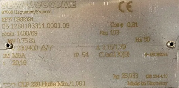 Motoreduktor / przekładnia 0,75kW 69obr. 3fazowy SEW - zdjęcie 2