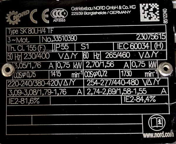 Motoreduktor / przekładnia 0,75kW 157obr. 3fazowy NORD - zdjęcie 2