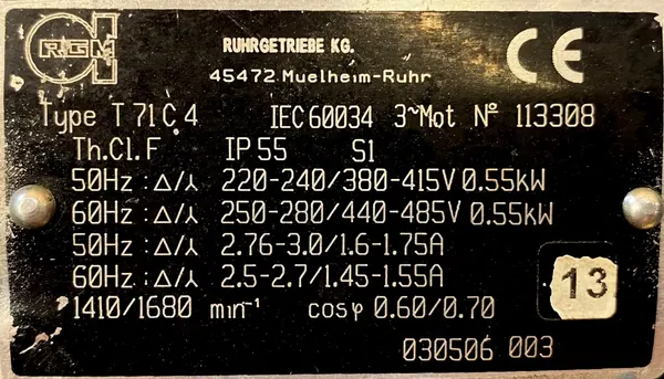 Motoreduktor / przekładnia 0,55kW 67obr. 3fazowy - zdjęcie 2