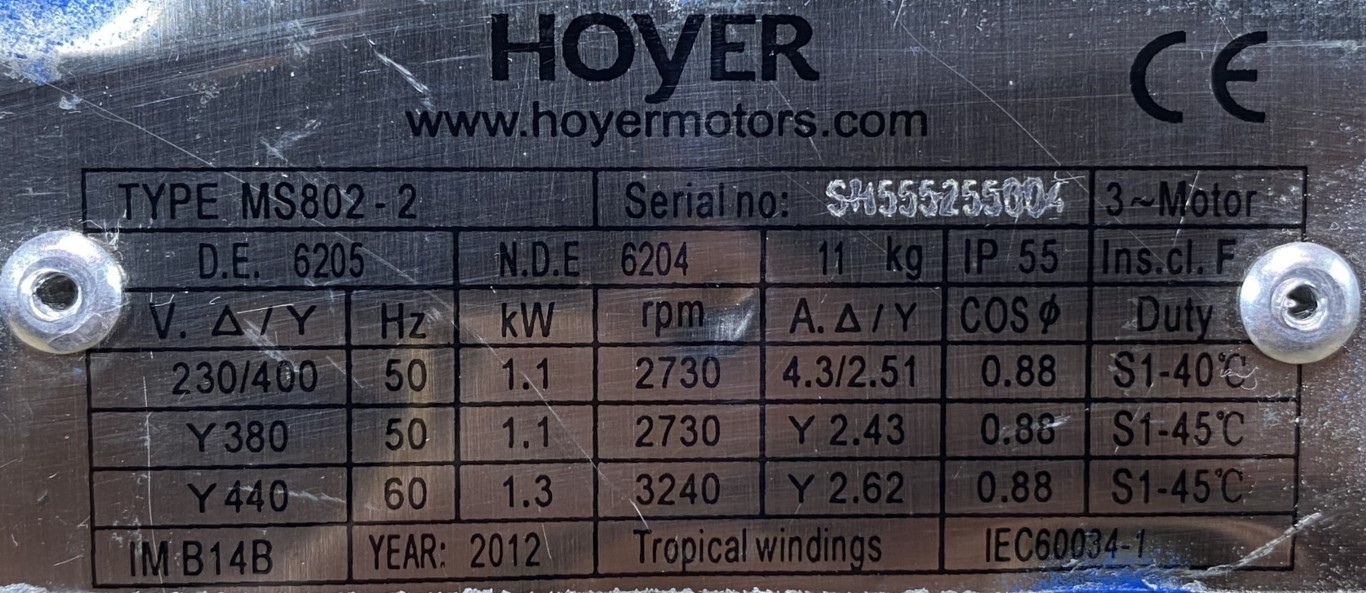 silnik elektryczny 1,1kW 2730obr. 3fazowy - zdjęcie 2