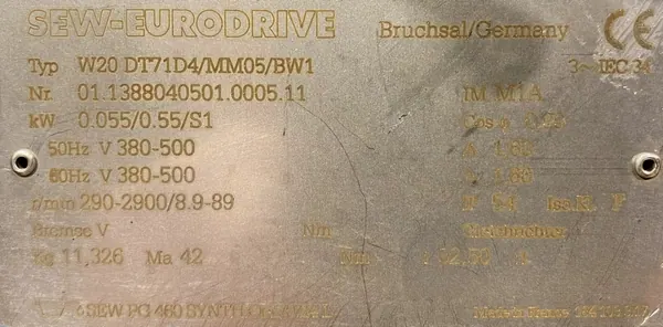 Motoreduktor / przekładnia 0,055-0,55kW 8,9-89obr. 3fazowy SEW - zdjęcie 3