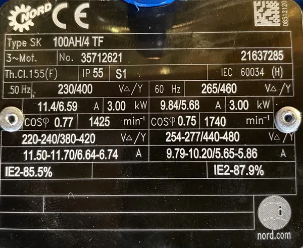 Motoreduktor / przekładnia 3kW 278obr. NORD - zdjęcie 3