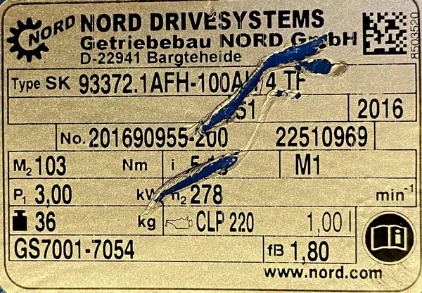 Motoreduktor / przekładnia 3kW 278obr. NORD - zdjęcie 4