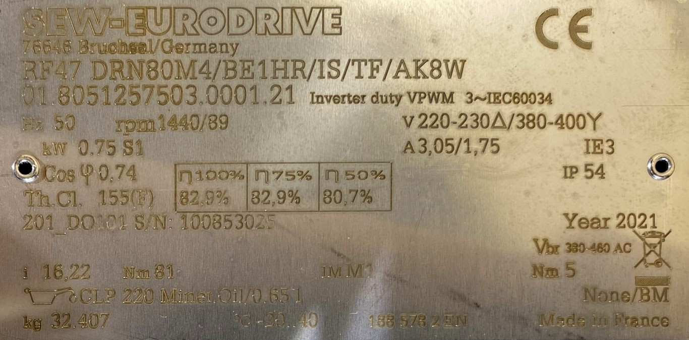 motoreduktor / przekładnia 0,75kW 89obr. 3fazowy HAMULEC SEW - zdjęcie 2