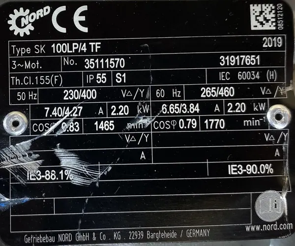 Motoreduktor / przekładnia 2,2kW 220obr. NORD - zdjęcie 2
