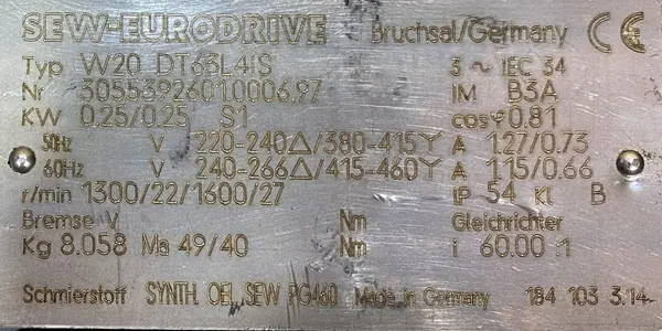 Motoreduktor / przekładnia 0,25kW 22obr. 3fazowy SEW - zdjęcie 2