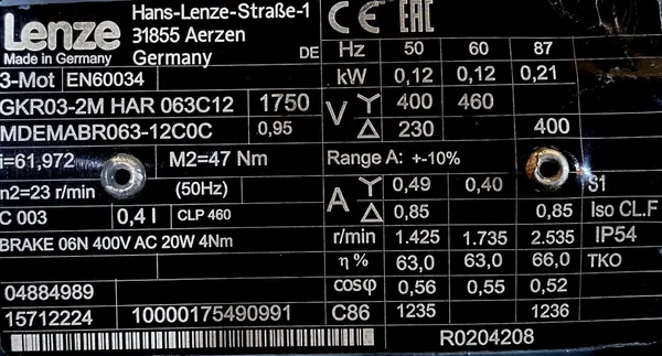 Motoreduktor / przekładnia 0,12kW 23obr. 3fazowy HAMULEC Lenze (tul) - zdjęcie 2