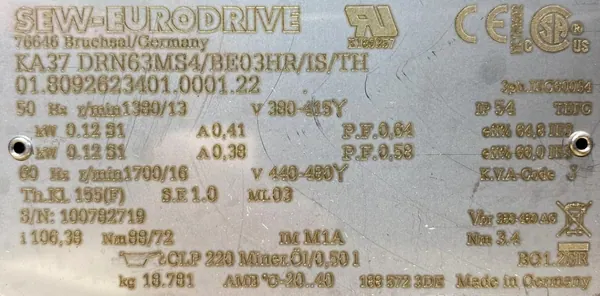 Motoreduktor / przekładnia 0,12kW 13obr. 3fazowy HAMULEC SEW - zdjęcie 2