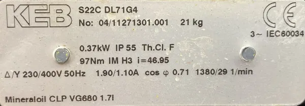 Motoreduktor / przekładnia 0,37kW 29obr. 3fazowy - zdjęcie 2