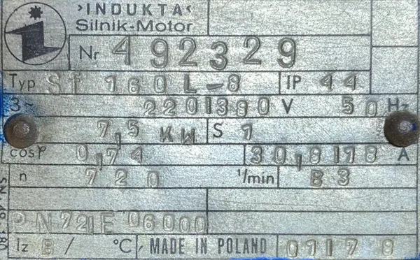 Silnik elektryczny 7,5kW 720obr. 3fazowy INDUKTA - zdjęcie 2