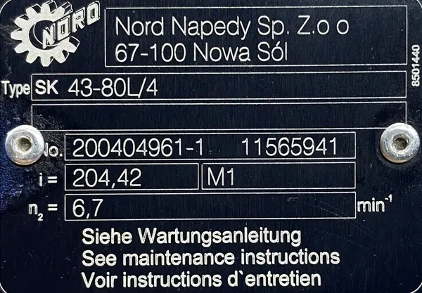 Motoreduktor / przekładnia 0,75kW 6,7obr. 3fazowy NORD - zdjęcie 3