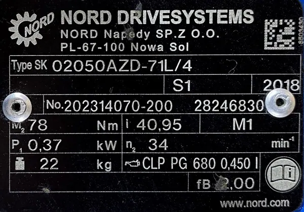 Motoreduktor / przekładnia 0,37kW 34obr. 3fazowy NORD (tuleja) - zdjęcie 3