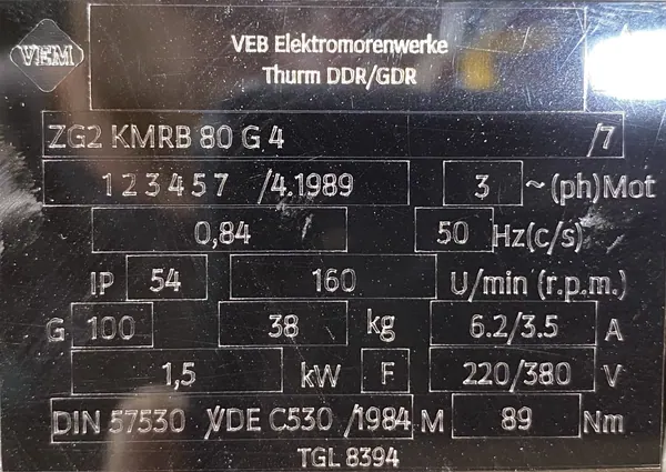 Motoreduktor / przekładnia 1,5kW 160obr. VEM - zdjęcie 2