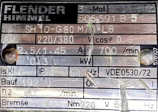 Motoreduktor / przekładnia 0,3kW 60obr. 3fazowy HAMULEC - zdjęcie 3