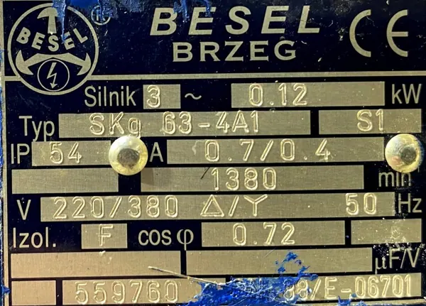 Motoreduktor / przekładnia 0,12kW 17obr. 3fazowy - zdjęcie 2