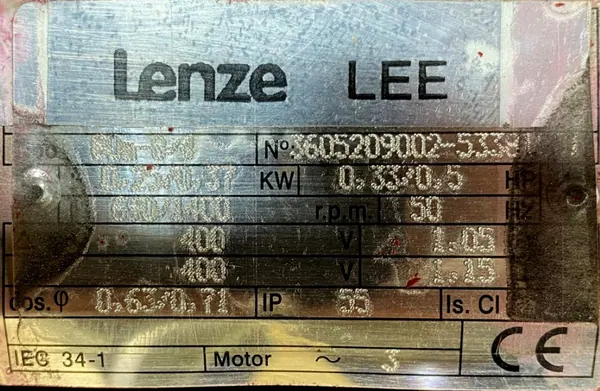 Motoreduktor / przekładnia 0,25/0,37kW 30,7/62,2obr. 3fazowy Lenze - zdjęcie 2