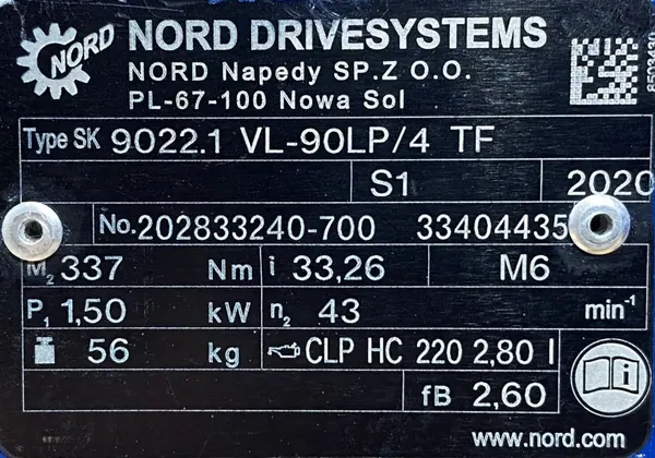 Motoreduktor / przekładnia 1,5kW 43obr. NORD - zdjęcie 3