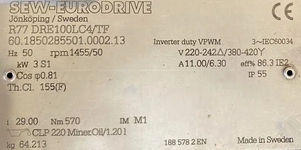 Motoreduktor / przekładnia 3kW 50obr. SEW (kąt) - zdjęcie 2