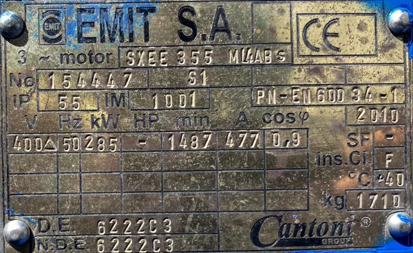 Silnik elektryczny 285kW 1487obr. 3fazowy OBCE CHŁODZENIE EMIT - zdjęcie 3