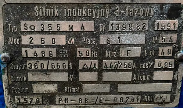 Silnik elektryczny 250 kW 1489 obr. 3fazowy EMIT - zdjęcie 2