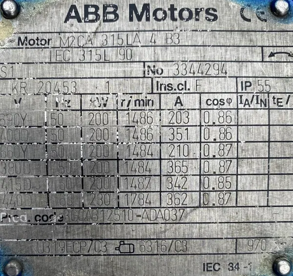 Silnik elektryczny 200kW 1486obr. 3fazowy ABB - zdjęcie 2