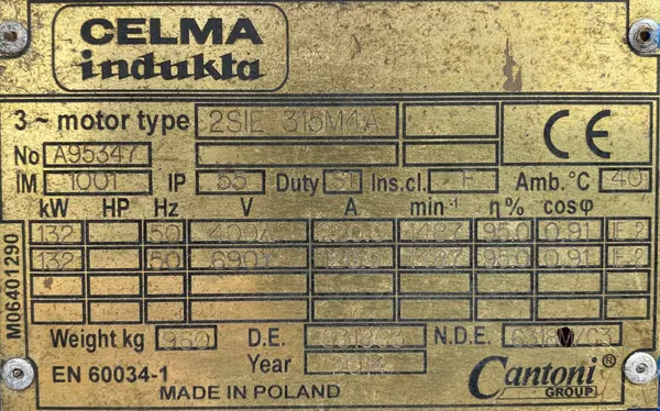 Silnik elektryczny 132kW 1487obr. 3fazowy CELMA - zdjęcie 2