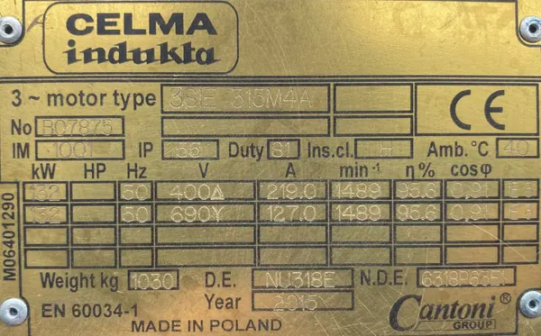 Silnik elektryczny 132kW 1489obr. 3fazowy CELMA - zdjęcie 2