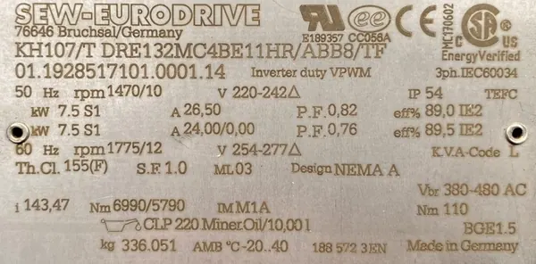 Motoreduktor / przekładnia 7,5kW 10obr. HAMULEC SEW - zdjęcie 2