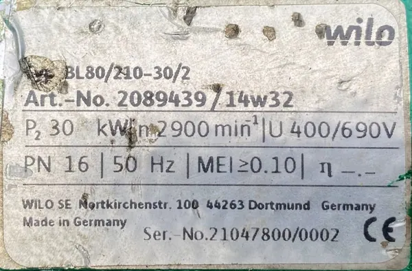 Pompa WILO 30kW 2900obr. BL80/210-30/2 - zdjęcie 3